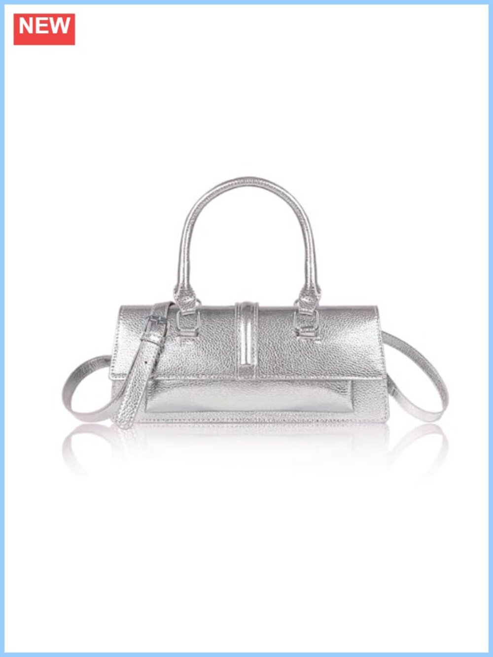 Metallic PU Crossbody Bag Top Handle Y2K Satchel Women's Small